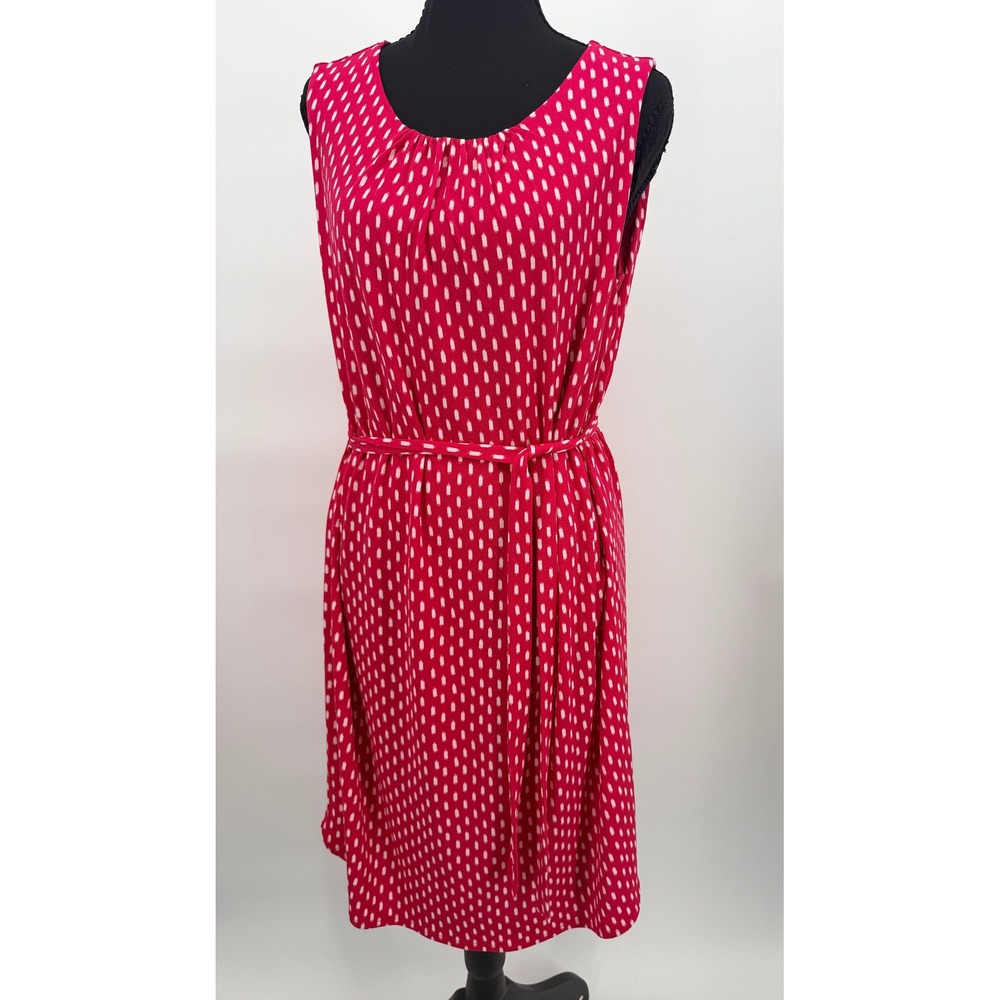 Ann Taylor Dress Womens Large Pink New NWT Ikat Sleeveless Belted Knee Length